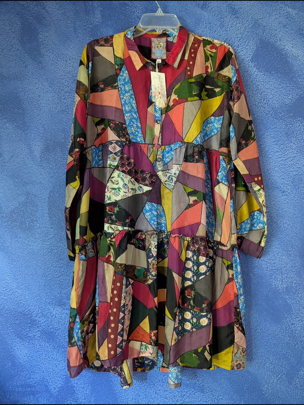 Johnny Was Vintage Jasmine Silk Patchwork Shirtdress